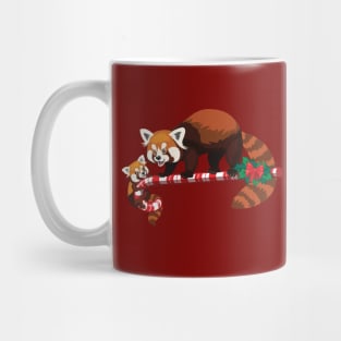 Red Pandas on Candy Cane Mug